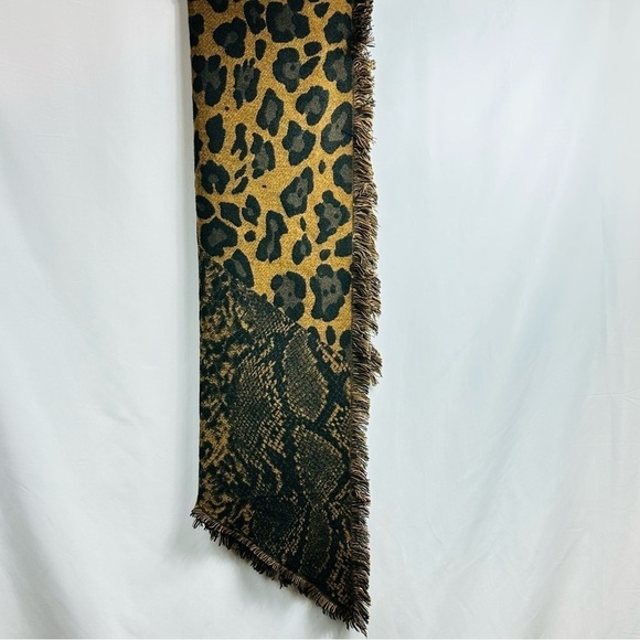 NWT Love Of Fashion (LOF) Brown & Black Animal Print Versatile Fringed Scarf - Picture 6 of 7